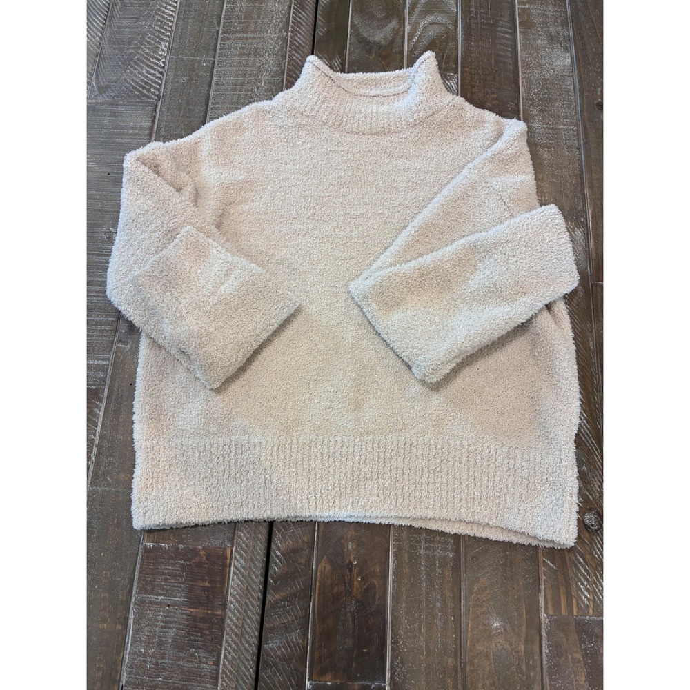 Sincerely Jules Women's Small‎ Beige Fuzzy Knit Mock Neck Pullover Sweater